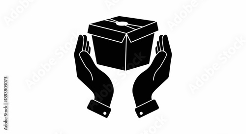 Hands holding a cardboard box with care and protection.