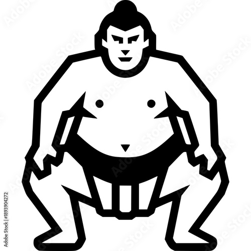 Black and white illustration of a sumo 