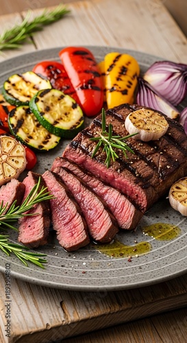Wallpaper Mural Grilled Steak with Vegetables - A Delicious and Healthy Meal. Torontodigital.ca