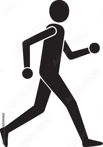 Black silhouette of a man running with dumbbells