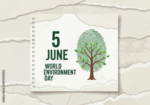 World Environment Day. Fingerprint Tree. June 5. Eco Concept.