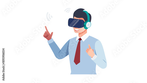 Employee using VR goggles for industrial safety training.