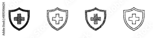 Sketch Medical Cross Shield logo design set