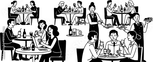 People Dining And Being Served Drinks In A Restaurant Or Lounge cafe
