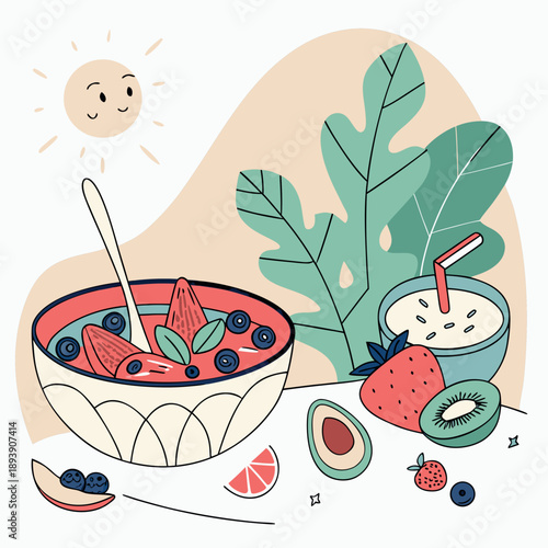 A minimalist image featuring a partial peach colored circle with a thin red border against a white background