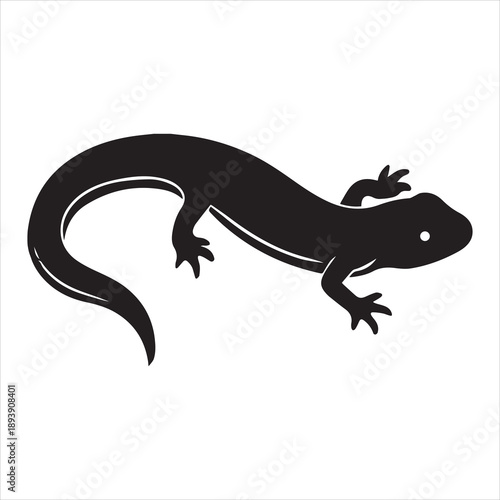 Newt amphibian creature silhouette vector art illustration