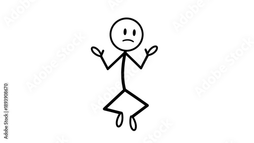 Simple stick figure with a frowning face and outstretched arms.