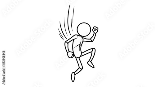 Simple line drawing of a person running quickly.