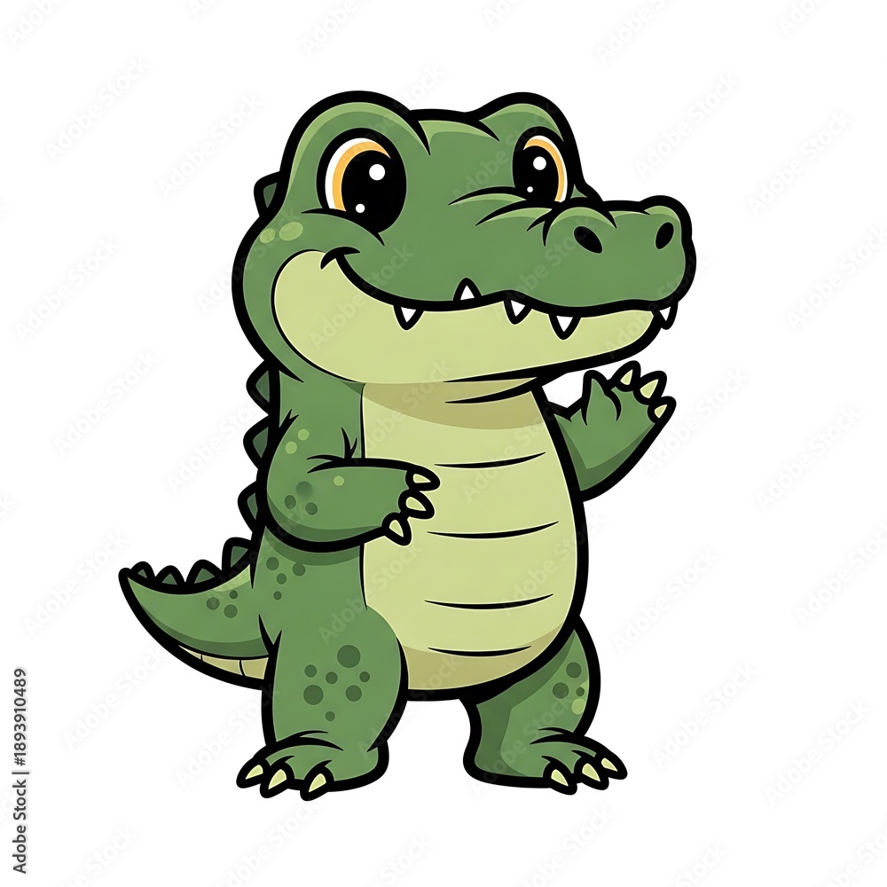 Fototapeta premium Cartoon Alligators Standing on Two Legs.