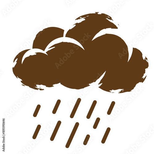 Vintage Grunge texture Brown cloud with rain falling from it on white background
