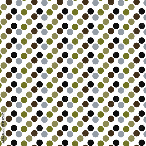 Seamless Geometric Polka Dot Pattern with Diagonal Rows in Earth Tones and Neutral Colors