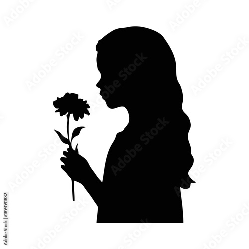 silhouette of pregnant woman with flower