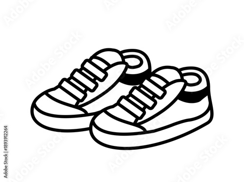 スニーカーの線画アイコンイラスト ベクター素材