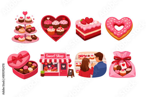 Romantic sweets and treats illustrations