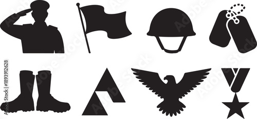 Military Icons Collection for Veterans Day Celebration