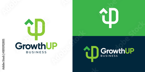 Creative simple growth up logo template. Abstract initial UP  Symbols for business, marketing, finance and management logo design vector illustration.