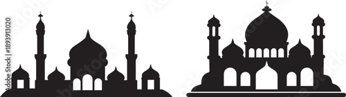 Ramadan Mosque Skyline Twin Version Black Silhouette