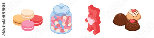 Sweet and romantic candy illustrations set