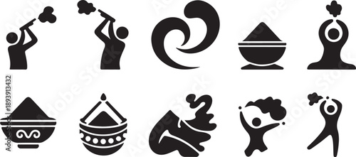 Black and White Symbols Collection for Culture and Religion