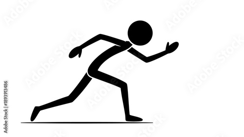 Simple black silhouette of a person running on a white background.