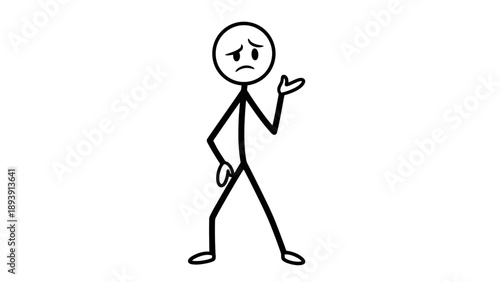 Simple stick figure with a confused and uncertain expression.