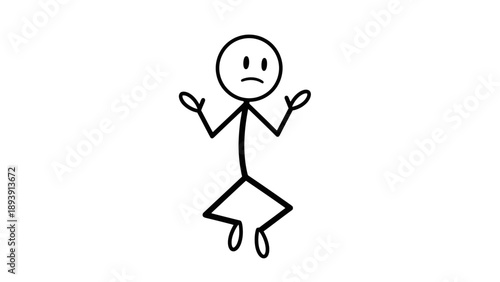 Simple stick figure with a frowning face and outstretched arms.