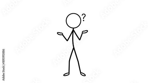 Simple stick figure with a puzzled expression and a question mark.