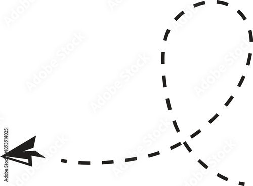 Paper plane vector icon set. Origami paper airplane illustration isolated outline Paper plane with dotted line, Origami paper airplane, Travel symbol