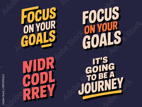 A motivational poster with inspirational quotes about focus and goals on a dark blue background