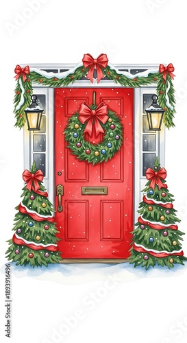Wallpaper Mural Festive Christmas Doorway - Holiday Decorations and Seasonal Cheer. Torontodigital.ca