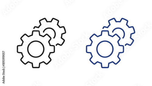 Double Gear Line Icon for System Settings and Automation Concept