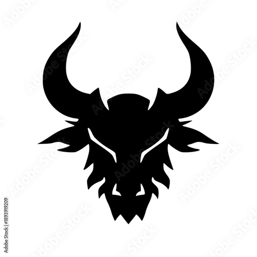 Demon devil horned skull head fierce evil dark gothic vector illustration flat design