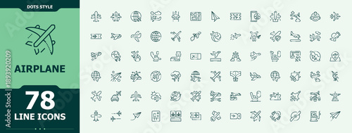 Airplane icon set. Aviation icon. Pictograms of plane, air, aviation, transport and more.