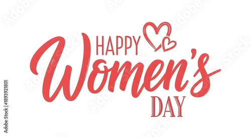 Happy women's day greeting with red heart and text