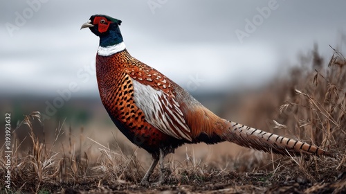 Colorful Male Pheasant Standing Proudly in Natural Environment