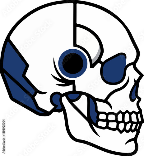 Blue and white cyber skull mascot vector for gaming logos and e-sports team branding