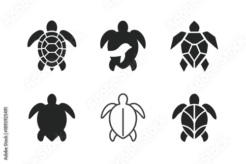 Underwater Exploration Logos. Underwater exploration and marine life. Icon set. Set Logo of Underwater exploration and marine life: sea turtle. harmonious logo