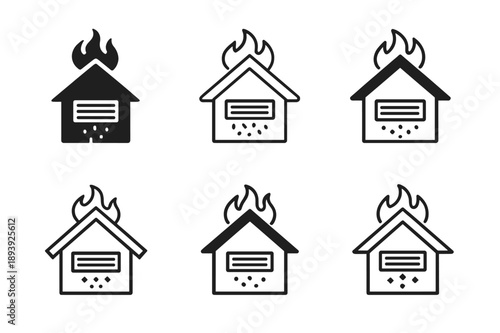Extreme Weather Home Logos. Building homes that can withstand extreme weather conditions. Icon set. Set Logo of building homes that can withstand extreme