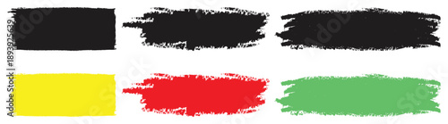 Colorful Rough Paint Brush Stroke Set.