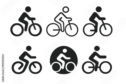 Healthy Lifestyle Logos. Healthy living and fitness routines. Icon set. Set Logo of Healthy living and fitness routines: cycling bike cadence. harmonious logo
