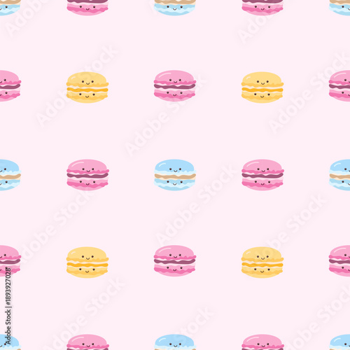 Seamless pattern of colorful macaroons