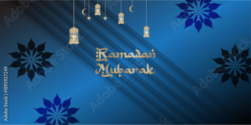 Ramadan mubarak greeting banner template background