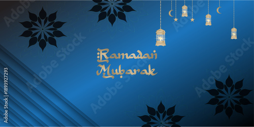 Ramadan mubarak greeting banner template background