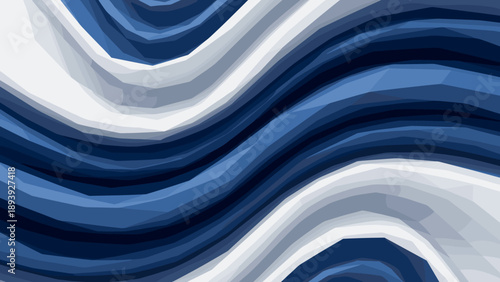 Abstract geometric wavy pattern in shades of blue and white