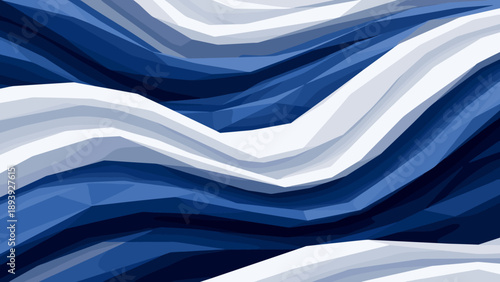 Abstract geometric ocean waves: blue polygonal pattern