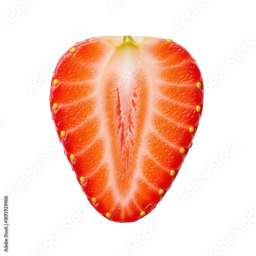 Wallpaper Mural A vibrant symmetrical cross section of a ripe strawberry showcasing its seeds on transparent background Torontodigital.ca