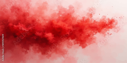 An abstract red watercolor background features a textured grunge design with fiery orange paint patterns and smoky cloud motions across a dark artistic backdrop