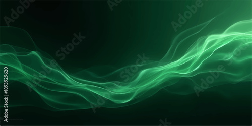 Abstract blue smoke waves flowing smoothly on a dark black background