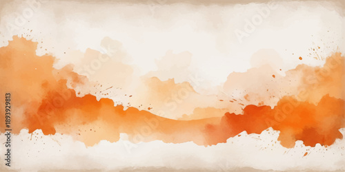 Abstract grunge background with watercolor textures featuring a beautiful sunset cloudscape of red and blue fluffy clouds under bright summer sunlight in a heavenly nature atmosphere