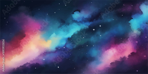 Abstract starry space background with galaxy and nebula